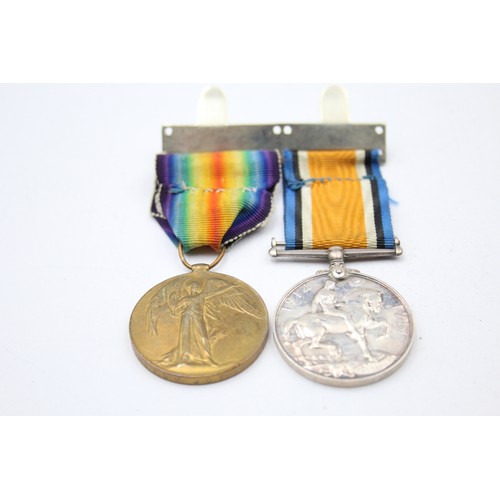 618 - WW1 Mounted Medal Pair, Victory 113180 2.AM J. G. Brown RAF, War Medal Erased