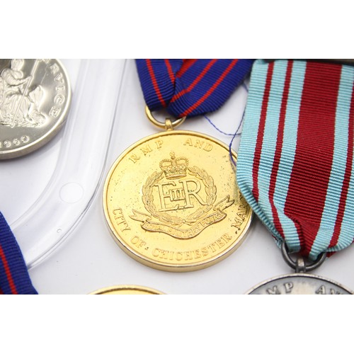 608 - 6 x Medals Inc Royal Military Police City Of Chichester March & Mounted Pair