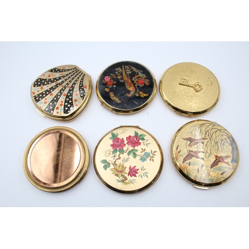 629 - 6 x Assorted Vintage Ladies Vanity STRATTON Powder Compacts Inc Ducks, Floral