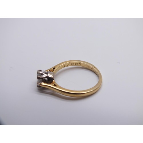 78 - 18CT GOLD RING WITH 1/2 CARAT DIAMMOND