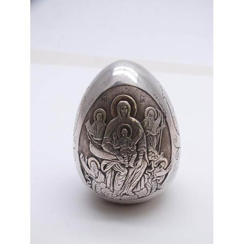 58 - 999 SILVER EGG ST GEORGE AND THE DRAGON AND ORTHODOX SCENE