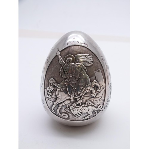 58 - 999 SILVER EGG ST GEORGE AND THE DRAGON AND ORTHODOX SCENE