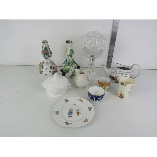 298 - JOBLOT OF COLLECTABLE CERAMIC TO INCLUDES CROWN STAFFORDSHIRE ANTIQUE NURSERY PLATE- MERRY ELVES