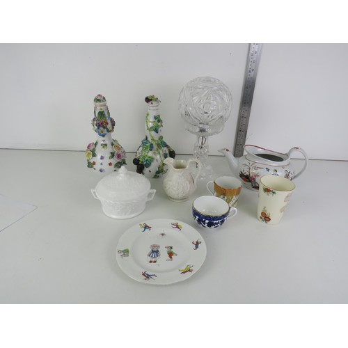298 - JOBLOT OF COLLECTABLE CERAMIC TO INCLUDES CROWN STAFFORDSHIRE ANTIQUE NURSERY PLATE- MERRY ELVES
