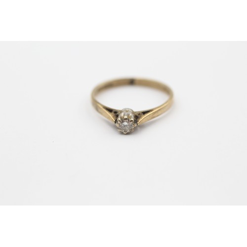 468 - 9ct Gold Vintage Diamond Solitaire Cathedral Setting Ring (1.4g) SIZE- K