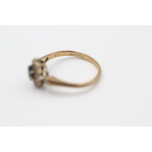 482 - 9ct Gold Topaz & Diamond Halo Dress Ring (2.1g) SIZE- O