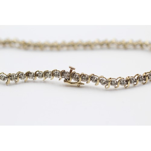506 - 9ct Gold Vintage Diamond Set Tennis Bracelets (4.6g)