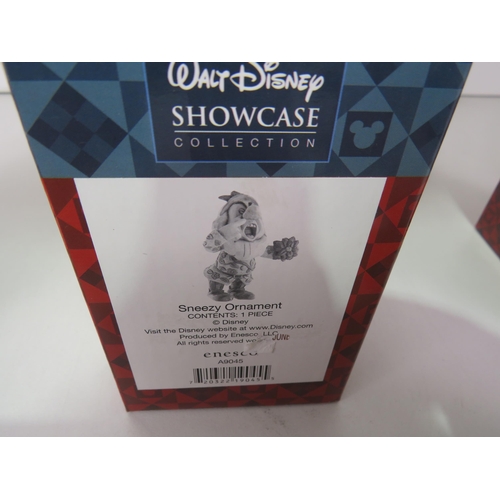12 - WALT DISNEY SHOWCASE COLLECTION- CHRISTMAS HANGING ORNAMENTS, SNOW WHITE AND SEVEN DWARVES ALL BOXED