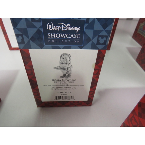 12 - WALT DISNEY SHOWCASE COLLECTION- CHRISTMAS HANGING ORNAMENTS, SNOW WHITE AND SEVEN DWARVES ALL BOXED