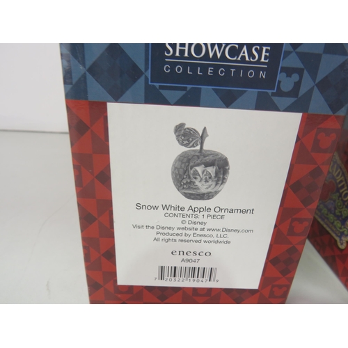 14 - 2 x BOXED WALT DISNEY SHOWCASE COLLECTION HANGING ORNAMENTS- SNOW WHITE APPLE AND CINDERELLA PUMPKIN... 