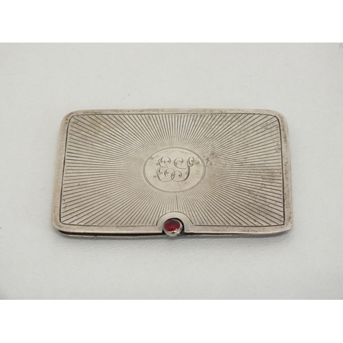 3 - 1914 STERLING SILVER STAMP CASE SET WITH A RUBY - ADIE BROS, BIRMINGHAM, weight 19g