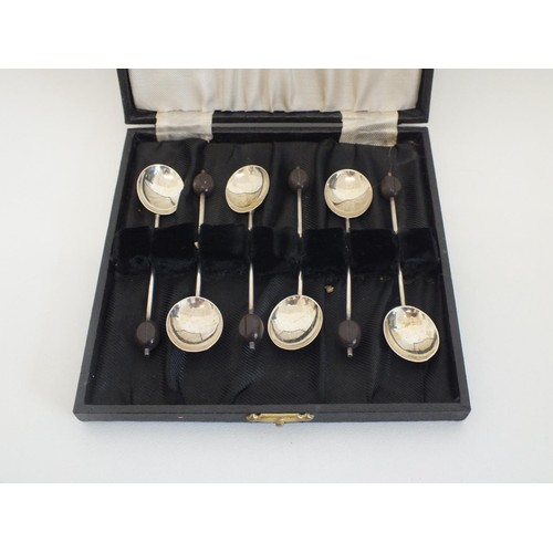 24 - CASED SET OF 6 STERLING SILVER COFFEE BEAN SPOONS