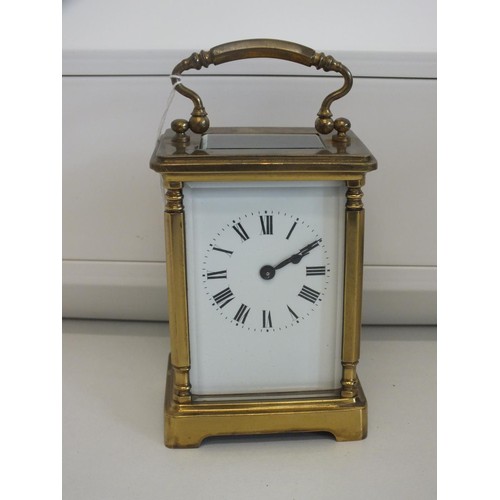 34 - QUALITY BRASS CASED CARRIAGE CLOCK
