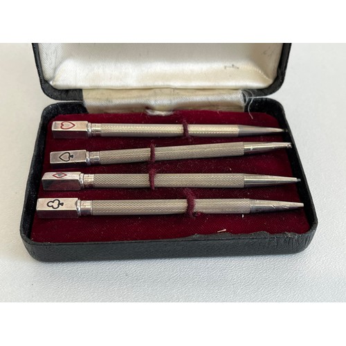 38 - BOXED SET OF FOUR STERLING SILVER BRIDGE PENCILS