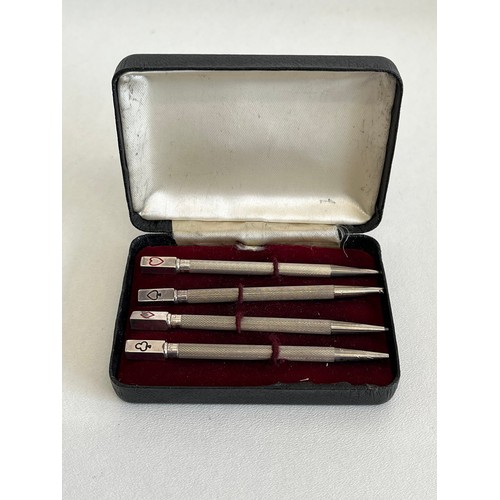 38 - BOXED SET OF FOUR STERLING SILVER BRIDGE PENCILS