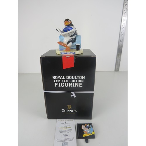 21 - ROYAL DOULTON GUINNESS PENGUIN FIGURINE LIMITED EDDITION NUMBER 0244 OF 950, YEAR 2008, INCLUDES BRO... 