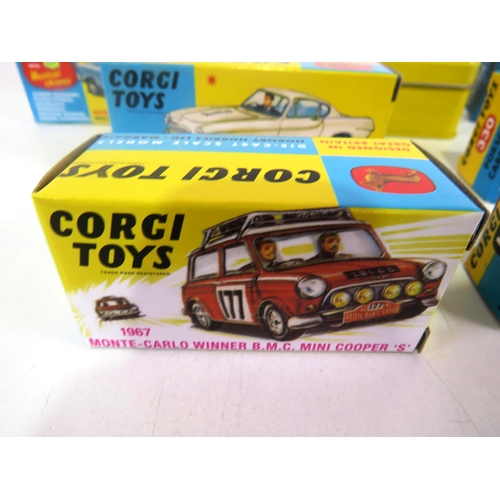 125 - CORGI TOYS TIN AND BADGE 1967 MONTE CARLO WINNER BMC, MINI COOPERS 'S', THE SAINTS CAR VOLVO P.1800,... 