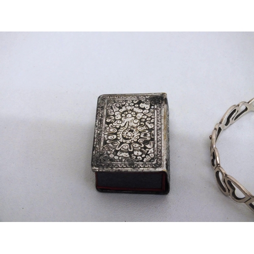 166 - SILVER JEWELLERY and WHITE METAL MATCHBOX COVER