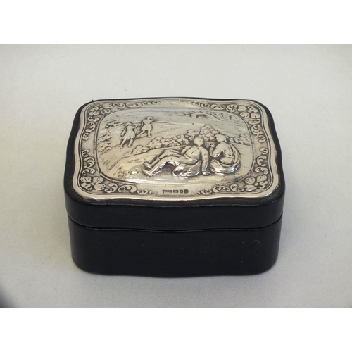 16 - SILVER TOPPED TRINKET BOX WITH LONDON HALLMARKS