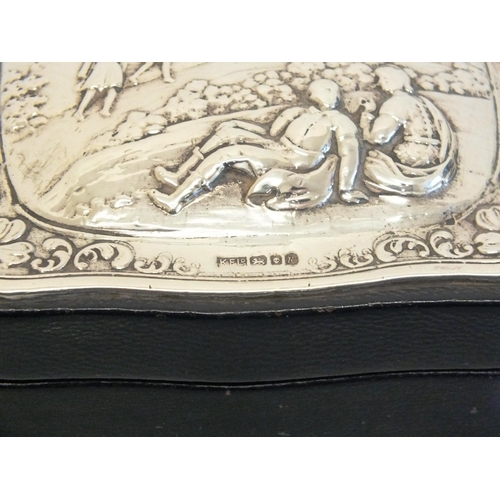 16 - SILVER TOPPED TRINKET BOX WITH LONDON HALLMARKS