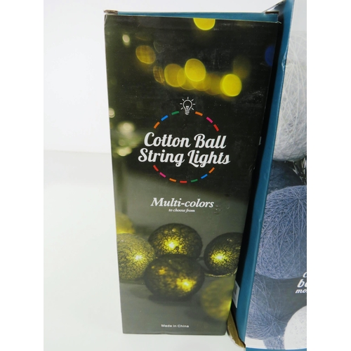 306 - 2 x COTTON BALL STRING LIGHTS - BOXED