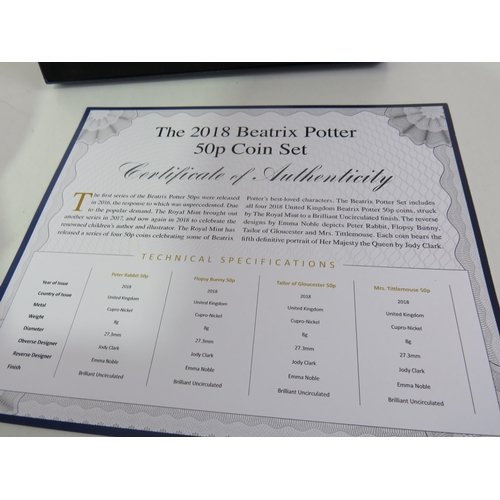 THE 2018 BEATRIX BOTTER 50p COIN SET BOXED WITH CERTIFICATES