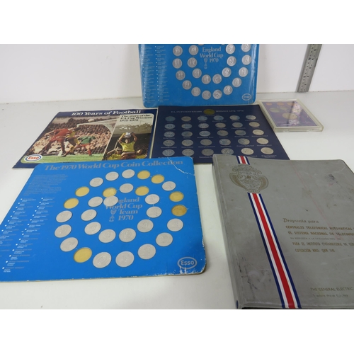 437 - ALBUM OF ALL WORLD COINS 1972 COIN SET, ENGLAND WORLD CUP 1970 ETC