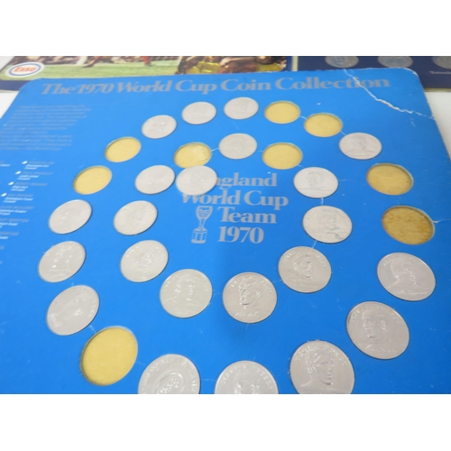 437 - ALBUM OF ALL WORLD COINS 1972 COIN SET, ENGLAND WORLD CUP 1970 ETC