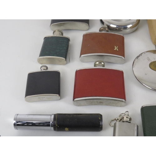 70 - 16x ASSORTED HIP FLASKS INCLUDING PEWTER, CASED, HORSE RACING ETC
