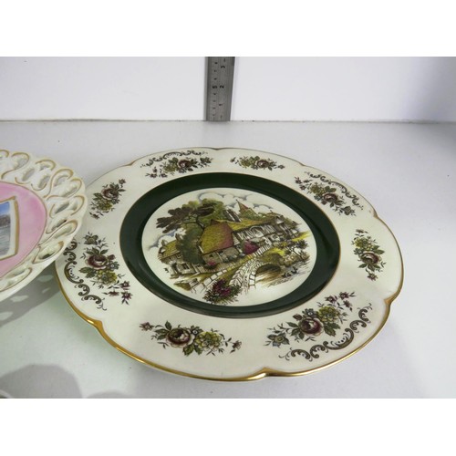 202 - COLLECTION OF PLATES, SAUCERS & PIN DISHES INCLUDES CROWN DERBY, WEDGEWOOD, LIMOGES etc