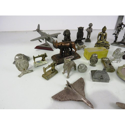 212 - METAL COLLECTABLES INCLUDES LEGENDS OF THE SKY PLANES, FIGURES, MINIATURE ANIMALS, BRASS BUDDHA etc