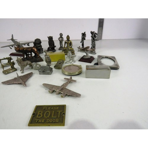 212 - METAL COLLECTABLES INCLUDES LEGENDS OF THE SKY PLANES, FIGURES, MINIATURE ANIMALS, BRASS BUDDHA etc