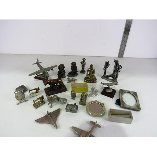 212 - METAL COLLECTABLES INCLUDES LEGENDS OF THE SKY PLANES, FIGURES, MINIATURE ANIMALS, BRASS BUDDHA etc