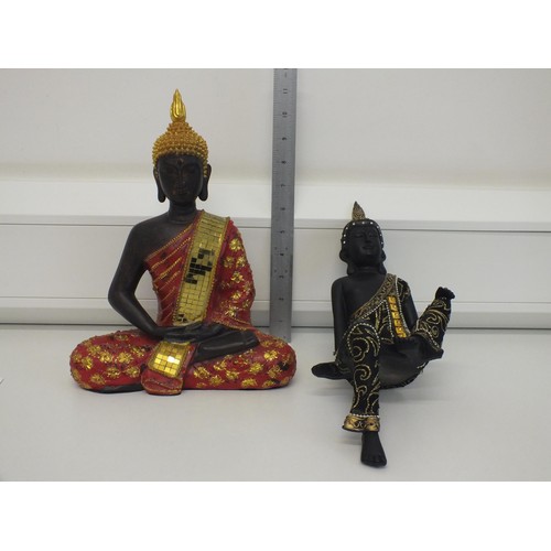 98 - TWO SITTING BUDDHA FIGURINES