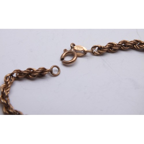 72 - 9ct GOLD ROPE TWIST BRACELET (Clasp Broken
Weight 1.6g