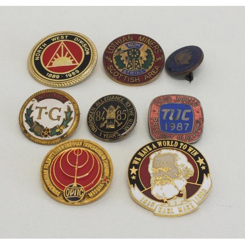 354 - 8 x ENAMEL BADGES INCLUDES MINING