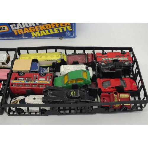 233 - 1981 MATCHBOX CARRYCASE WITH DIECAST VEHICLES INCLUDES MATCHBOX, ERTL, LESNEY etc