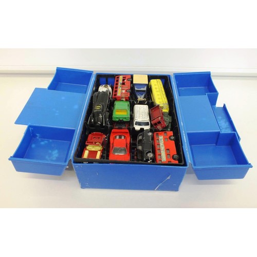 233 - 1981 MATCHBOX CARRYCASE WITH DIECAST VEHICLES INCLUDES MATCHBOX, ERTL, LESNEY etc