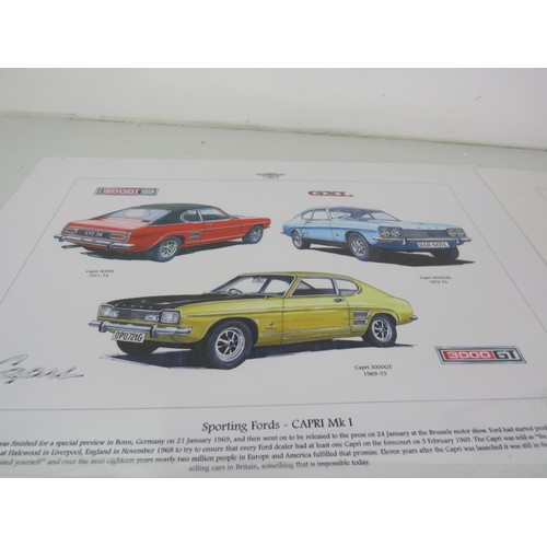 156 - FORD MOTOR CAR PRINTS, CORITNA ANGLIA, CAPRI ESCORT ETC- APPROXIMATELY 12