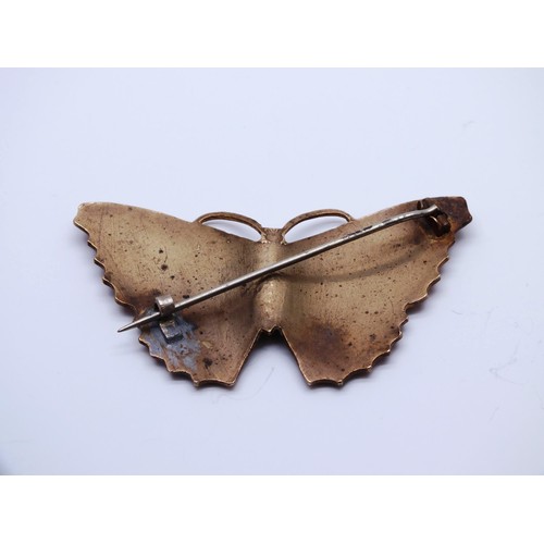 96 - VINTAGE GUILLOCHE ENAMEL BUTTERFLY BROOCH