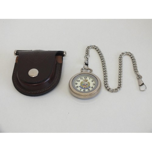 5 - ROYAL HONG KONG POLICE POCKET WATCH IN LEATHER CASE