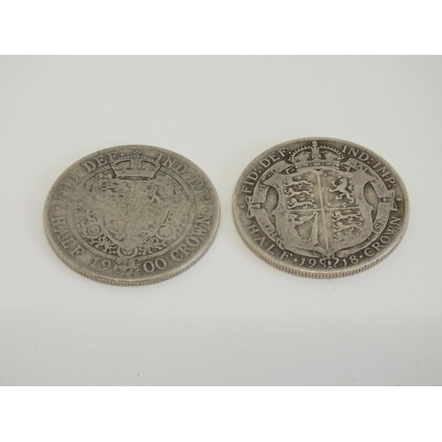 18 - TWO SILVER HALF CROWN COINS 1900 & 1918