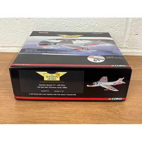 48 - CORGI HAWKER HUNTER T.7-229 OCU LIMITED EDITION MODEL PLANE AND HELICOPTER -MODEL NUMBER AA32712