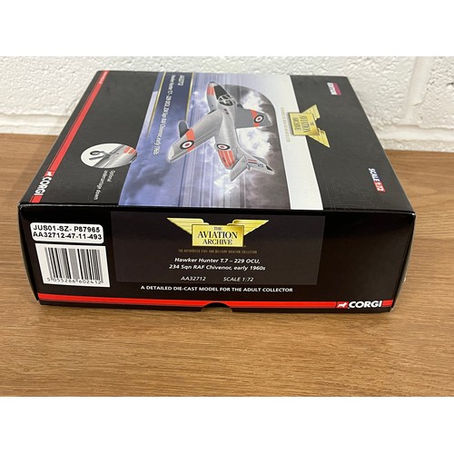 48 - CORGI HAWKER HUNTER T.7-229 OCU LIMITED EDITION MODEL PLANE AND HELICOPTER -MODEL NUMBER AA32712