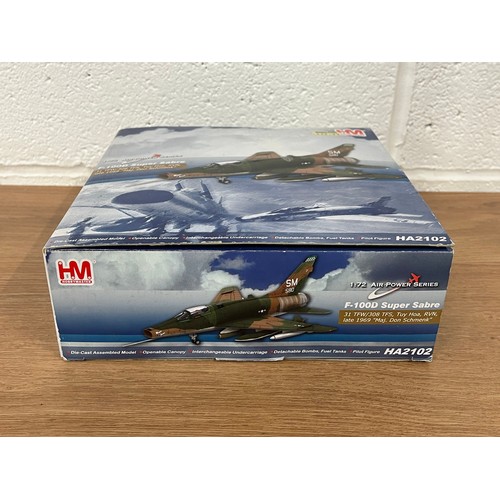 56 - HOBBY MASTER F-110D SUPER SABRE MODEL PLANE AND HELICOPTER -MODEL NUMBER HA2102