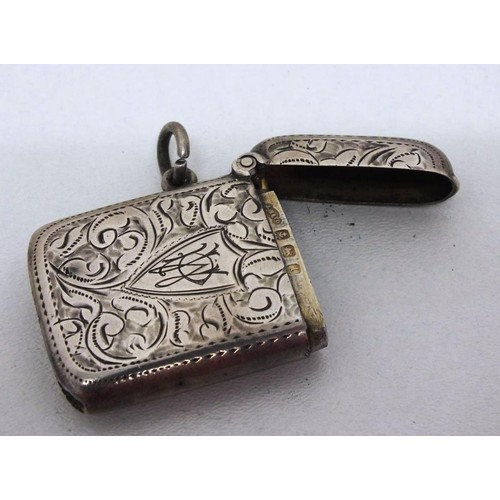 134 - SILVER VESTA CASE J.COWLEY BIRMINGHAM 1910