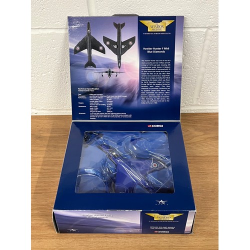 179 - CORGI HAWKER HUNTER F MK6 'BLUE DIAMONDS' MODEL PLANE- MODEL NUMBER AA32701