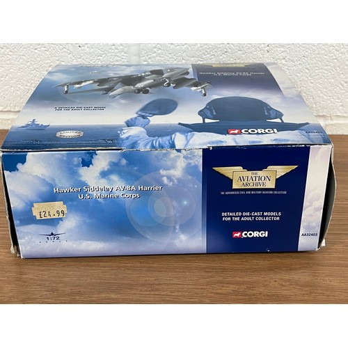 182 - CORGI HAWKER SIDDELEY AV-8A HARRIER US MARINE CORPS MODEL PLANE- MODEL NUMBER AA32403