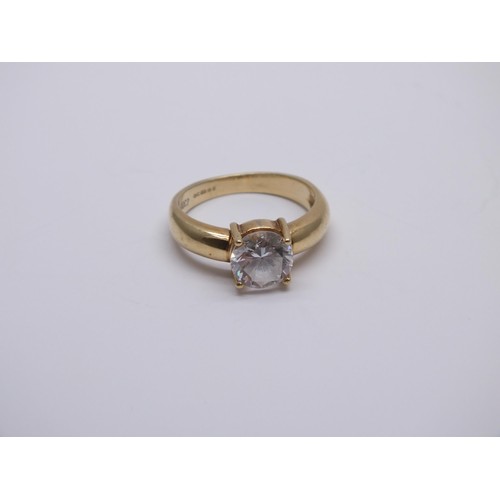 61D - 14ct GOLD CZ DIAMONIQUE SOLITAIRE SIZE J, 3.4g