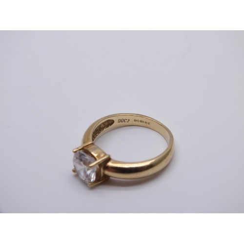 61D - 14ct GOLD CZ DIAMONIQUE SOLITAIRE SIZE J, 3.4g